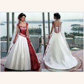 Floor-length Short Sleeve Satin Embroidery Princess Wedding Dress