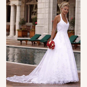 Embroidered Satin Off-Shoulder White Beach Wedding Dresses