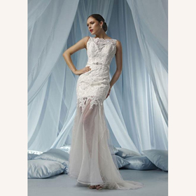 Sheath Empire Waist Spaghetti Straps Embroidery Cathedral Train Wedding Dresses