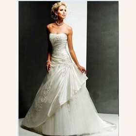 Floor-Length Satin Custom Made Cathedral Train Wedding Dresses