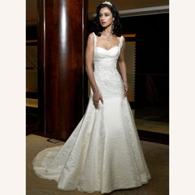 Straps Embroidery Lace-Up Floor-length Chapel Train Wedding Dresses