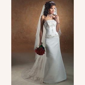 Strapless Embroidery Ankle-Length Lace-Up Chapel Train Wedding Dresses
