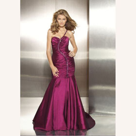 One Shoulder Plicate Zipper Trumpet Floor-Length Court Train Wedding Dresses