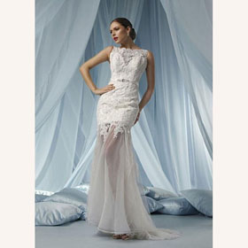 Straps Embroidery Lace Blackless Floor-length Mermaid Court Train Wedding Dresses
