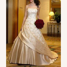 Gorgeous Gold Sweetheart Neckline Lace Mermaid Court Train Wedding Dresses