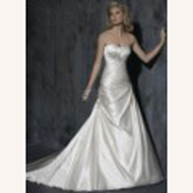 Silk White Strapless Custom Made Sheath Empire Wedding Dresses