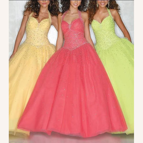Halter Low bosom Beading Ball Gown Ankle-length Empire Wedding Dresses