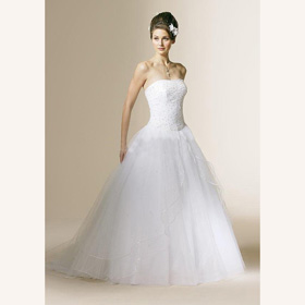 Satin Chiffon Stapless Emboridery Beading Ball Gown Ankle-length Empire Wedding Dresses