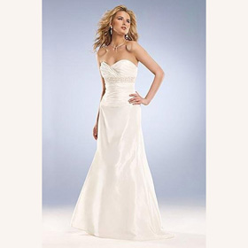 Taffeta Lace up Embroidery Slim-line Train Empire Wedding Dresses
