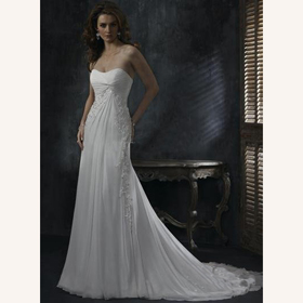 Custom Made Silk Chiffon White Strapless Empire Wedding Dresses
