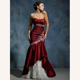 Sweetheart Satin Embroidery Lace Floor-length Empire Wedding Dresses