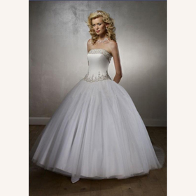 Strapless Sleeveless Sheath Satin Embroidery Empire Wedding Dresses