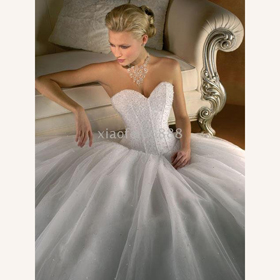 Luxury Royal White Sweetheart Empire Beading Chiffon Strapless Wedding Dresses