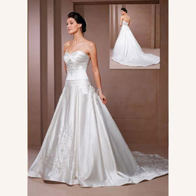 Strapless Beading Sleeveless Floor-Length Wedding Dresses