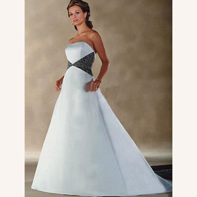 Strapless Sleeveless Beaded Floor-Length Wedding Dresses