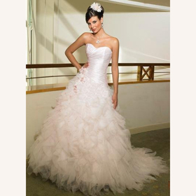 Amour Royale White Strapless Floor-Length Wedding Dresses