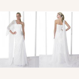 One Shoulder Beaded Ankle Length Luxury Wedding Dresses