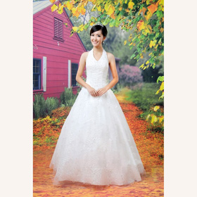 Halter Satin Floor-Length Maternity Wedding Dresses
