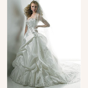 White Custom Made Satin Embroidered Halter Maternity Wedding Dresses