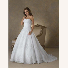 Fabric Cotton Strapless Emboridery Ankle-length Train Princess Wedding Dresses