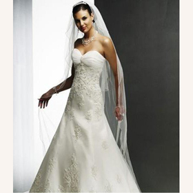 Fabric Strapless Emboridery Waistband Lace Up Mermaid Train Princess Wedding Dresses