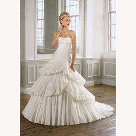 Embroidered Sleeveless Floor-Length Strapless Wedding Dresses