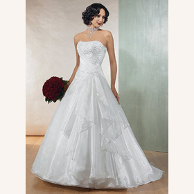 Strapless Chapel Train Beaded Mini Wedding Dresses