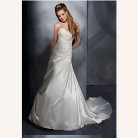 Floor-Length A-Line Sleeveless Embroidered Off-Shoulder Sweep Train Wedding Dresses