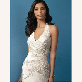 Embroidery Sleeveless V-neck Floor-Length Sweep Train Wedding Dresses