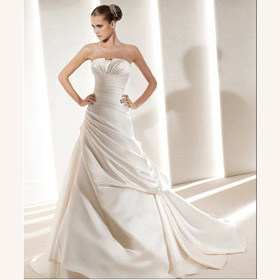 Strapless Ruffle Taffeta Floor-Length Classic & Timeless Sweep Train Wedding Dresses