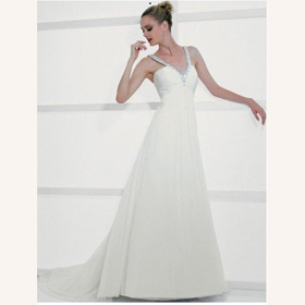 Crystal Sleeveless V-neck Ankle-Length Lace Sweep Train Wedding Dresses