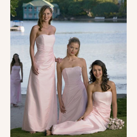 Custom Made A-Line Pink Sleeveless Tea-Length Wedding Dresses