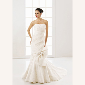 Strapless Embroidery Floor-Length Court Train Mermaid Wedding Dresses