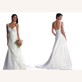 V-neck Straps Embroidery Floor-Length Mermaid Wedding Dresses