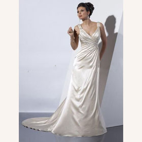 Beaded Backless Satin Watteau Train Wedding Dresses