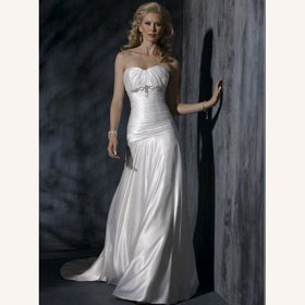Floor-Length Backless A-Line 100% Silk Watteau Train Wedding Dresses