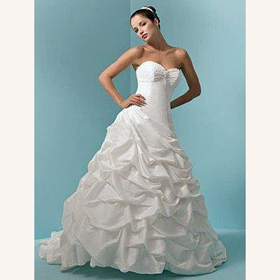 A-line Sweetheart Sleeveless Satin Watteau Train Wedding Dress