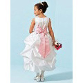 Zipper Back Bowknot Long Comfort Girls' Dresses