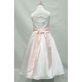 White Sleveeless Zipper Back Girls' Dresses