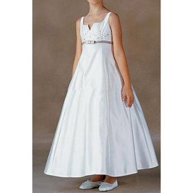 A Line Sleveeless White Long Girls' Dresses