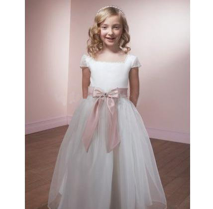 Chiffon Sleeveness Bowknot Belt Full-length Double Girls' Dresses