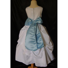 Sleeveness Zipper Big Bowknot Belt Pleats Ruching Full-Length Girls' Dresses