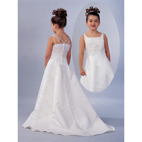 Sleeveness Cross Strap Embroidery A-Line Floor Length Girls' Dresses