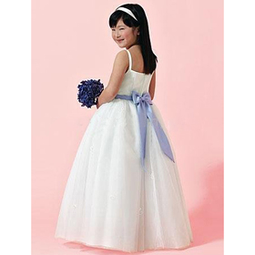 Chiffon Condole Belt Bowknot Belt Full-Length Girls' Dresses