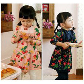 Long Sleeve Round Neck Thickened Strawberry Girls' Dresses