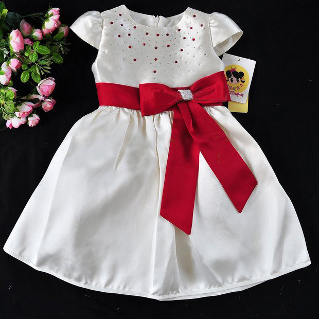 Knee-Length Satin Cap Sleeve Girls' Dresses