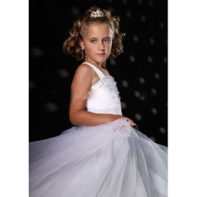 Beaded Scallop-edged Neckline 13-14 Years Flower Girl Dress