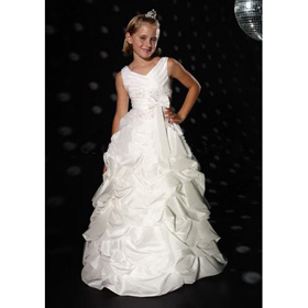 Washable Satin Embroidered Long Spaghetti Strap Girls' Dresses