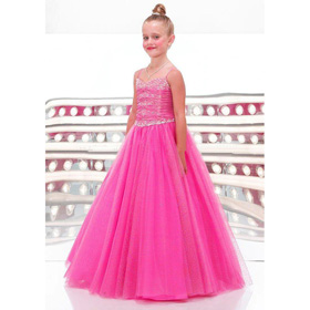 Red A-line Ankle-length Spaghetti Straps Flower Girl Dresses