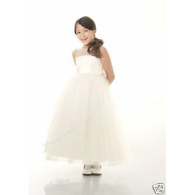Lovely White Strapless Flower Girl Wedding Dresses